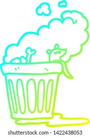cold gradient line drawing of a cartoon smelly garbage can