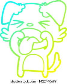 cold gradient line drawing of a cartoon disgusted dog