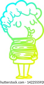 cold gradient line drawing of a cartoon man singing