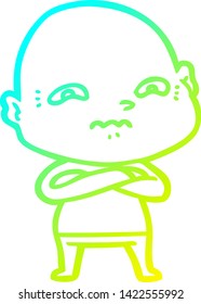cold gradient line drawing of a cartoon nervous man