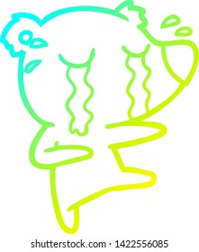 kalte Farbverlauf-Linienzeichnung eines Cartoon-Weinbären