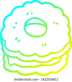 cold gradient line drawing of a cartoon jammy biscuit