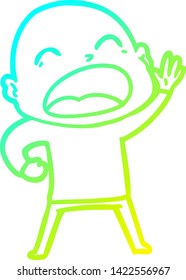 cold gradient line drawing of a cartoon shouting bald man