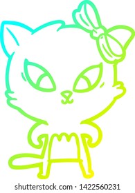 kalte Farbverlauf-Linienzeichnung einer Cartoon Katze