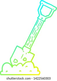 cold gradient line drawing of a cartoon shovel