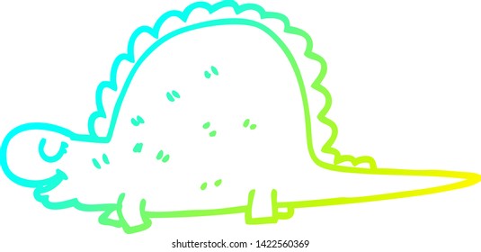 dibujo de línea de gradiente frío de una caricatura de dinosaurio prehistórico