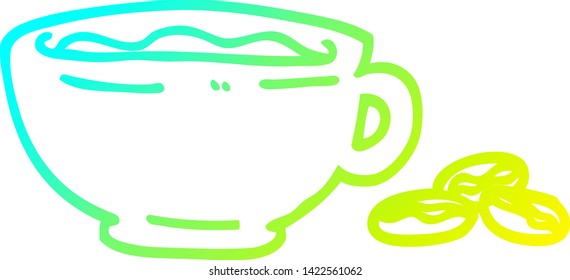 cold gradient line drawing of a cartoon espresso cup
