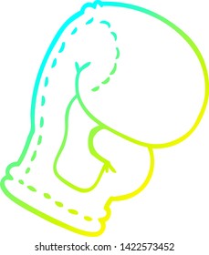 dibujo de línea de degradado frío de un guante de boxeo de dibujos animados