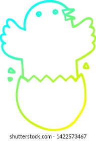 kalte Farbverlauf-Linienzeichnung eines Cartoon-Schlupfvogels