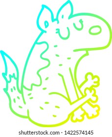 cold gradient line drawing of a cartoon dog sitting
