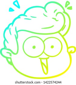 cold gradient line drawing of a cartoon male face surprised