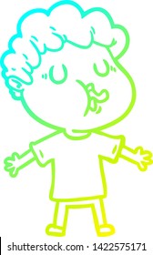 cold gradient line drawing of a cartoon man singing