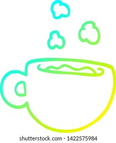 cold gradient line drawing of a cartoon cup of tea
