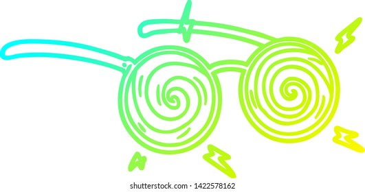 cold gradient line drawing of a cartoon x-ray specs