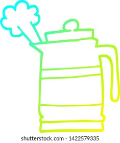 cold gradient line drawing of a cartoon kettle