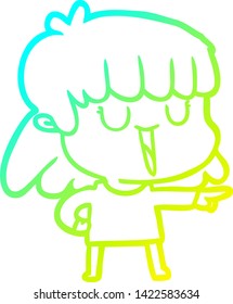 dibujo de línea de gradiente frío de una mujer caricaturista