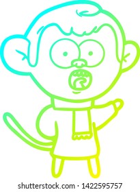 cold gradient line drawing of a cartoon shocked monkey