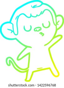 cold gradient line drawing of a cartoon monkey
