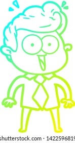dibujo de línea de gradiente frío de un hombre que mira caricatura