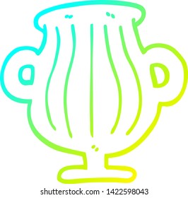 dibujo en línea de gradiente frío de una caricatura de un jarrón dorado