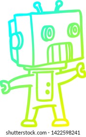 kalte Farbverlauf-Linienzeichnung eines Cartoon-Roboters