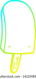 dibujo de línea de degradado frío de una solla de hielo de dibujos animados