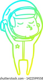 dibujo de línea de gradiente frío de un astronauta de confianza en la caricatura