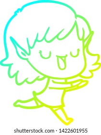 dibujo de línea de gradiente frío de una joven elfo de caricatura