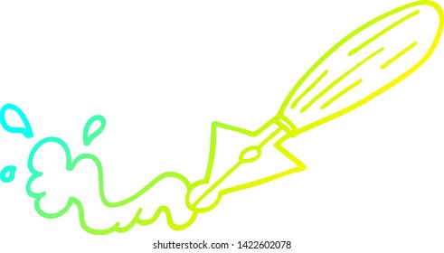 dibujo de línea de degradado frío de una pluma de fuente de dibujos animados