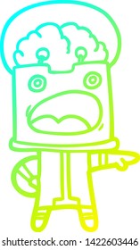 desenho de linha de gradiente frio de um robô de desenho animado