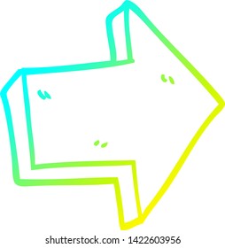 cold gradient line drawing of a cartoon red arrow