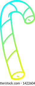 cold gradient line drawing of a cartoon striped candy cane