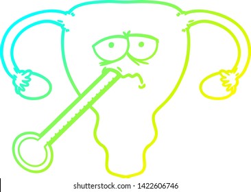 cold gradient line drawing of a cartoon poorly uterus 