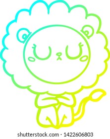 cold gradient line drawing of a cartoon lion