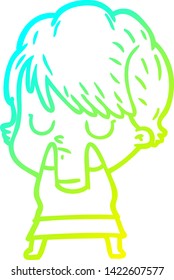 dibujo de línea de gradiente frío de una mujer caricaturista