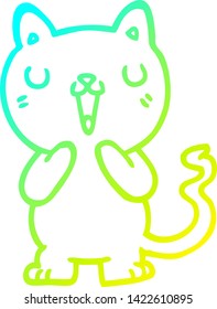 cold gradient line drawing of a cartoon cat