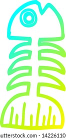 cold gradient line drawing of a cartoon fish bones cold gradient line drawing of a cartoon fish bones