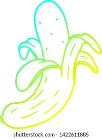 dibujo de línea de gradiente frío de una banana de dibujos animados