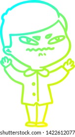 dibujo de una línea de degradado frío de un hombre enojado