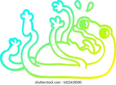 cold gradient line drawing of a cartoon frog