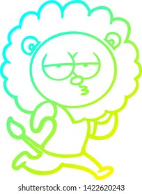 dibujo de línea de gradiente frío de una caricatura que corre el león