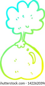 dibujo de línea de degradado frío de una huerta de dibujos animados