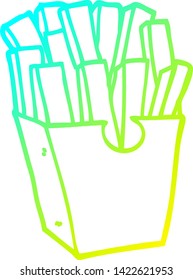 cold gradient line drawing of a cartoon fries