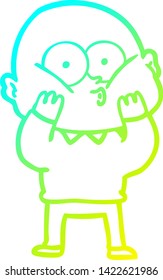 dibujo de línea de gradiente frío de un hombre calvo caricaturizado mirando