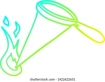 cold gradient line drawing of a cartoon magnifying glass
