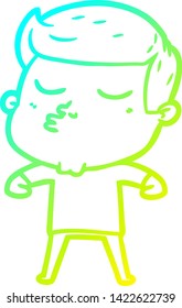 cold gradient line drawing of a cartoon model guy pouting