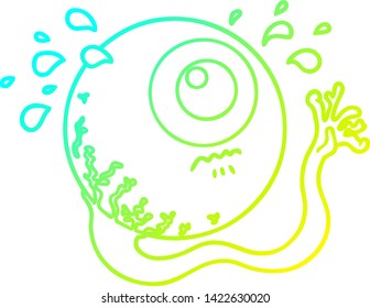 cold gradient line drawing of a cartoon eyeball crying