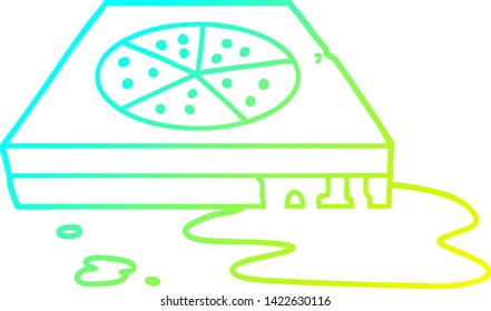 dibujo de línea de gradiente frío de una pizza grasienta