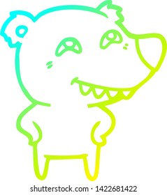 cold gradient line drawing of a cartoon bear showing teeth