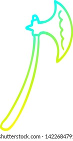 dibujo de línea de gradiente frío de un hacha de dibujos animados